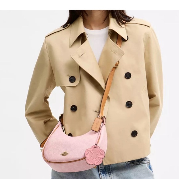 Coach Emily Powder Pink Shoulder Bag with Floral Charm - Picture 3 of 5